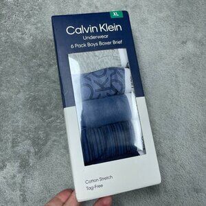 Calvin Klein Boys Boxer Briefs XL 6 Pack Cotton Stretch Tag-Free d0027